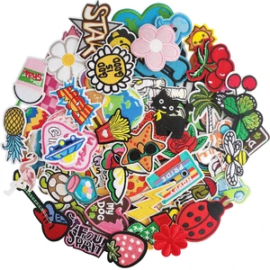 100Pcs Random Assorted Styles Embroidered Patches, Sew on/Iron on Patch Applique for Clothes, Dress, Hat, Jeans, DIY Accessories 100Pcs Random Assorted Styles Embroidered Patches, Sew on/Iron on Patch Applique for Clothes, Dress, Hat, Jeans, DIY Accessories