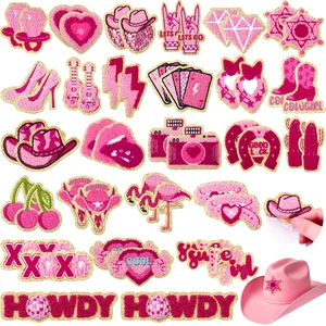 50 Pcs Pink Western Cowgirl Patches Self Adhesive Chenille Patch | Cowgirl Stickers,Easy to Stick on/Sew on,Embroidered,for Country Girls DIY Clothes Hat Backpack,for Disco Bachelorette Party 50 Pcs Pink Western Cowgirl Patches Self Adhesive Chenille Patch | Cowgirl Stickers,Easy to Stick on/Sew on,Embroidered,for Country Girls DIY Clothes Hat Backpack,for Disco Bachelorette Party