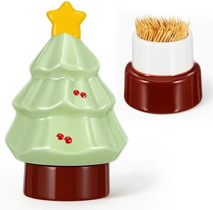 Spring Tree Ceramic Toothpick Holder with Star Lid for Kitchen | Green Dispenser with Decorative Tree Design, Star Topper, Smooth Ceramic, Ideal for Dining Table Restaurant Home Decor Spring Tree Ceramic Toothpick Holder with Star Lid for Kitchen | Green Dispenser with Decorative Tree Design, Star Topper, Smooth Ceramic, Ideal for Dining Table Restaurant Home Decor