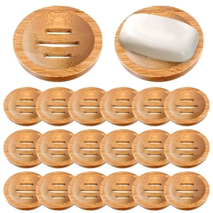 20 Pcs Bamboo Soap Dish for Bar, Wooden Soap Tray Soaps Holder with Ventilation Holes, Wooden Round Holders Self-Draining Tray, Shampoo Bar Holder, for Bathroom and Kitchen Use 20 Pcs Bamboo Soap Dish for Bar, Wooden Soap Tray Soaps Holder with Ventilation Holes, Wooden Round Holders Self-Draining Tray, Shampoo Bar Holder, for Bathroom and Kitchen Use