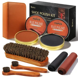 8Pcs Shoe Polish Kit for Leather Boots, Complete Shoe Shine Kit Leather Wax | 1.4oz Black and Brown Shoes Wax, 3 Pieces Horsehair Brushes, 2 Pieces Polish Cloths, with Delicate Bag as Gift 8Pcs Shoe Polish Kit for Leather Boots, Complete Shoe Shine Kit Leather Wax | 1.4oz Black and Brown Shoes Wax, 3 Pieces Horsehair Brushes, 2 Pieces Polish Cloths, with Delicate Bag as Gift