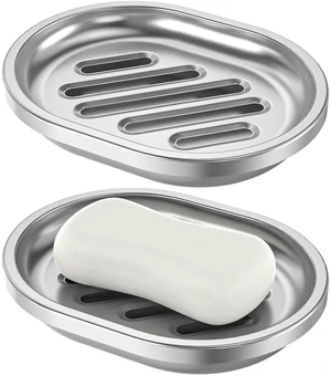 Stainless Steel Soap Dish, 2 Pack, Large Double-Layer Draining Tray | Metal Bar Soap Dish for Bathroom, Shower, Kitchen Sink Counter, Container for Sponges, Steel wool, Scrub brushes, Anti-Rust Stainless Steel Soap Dish, 2 Pack, Large Double-Layer Draining Tray | Metal Bar Soap Dish for Bathroom, Shower, Kitchen Sink Counter, Container for Sponges, Steel wool, Scrub brushes, Anti-Rust
