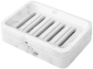 Soap Dish, Dual-Layer Resin Bar Soap Tray Container Box Case Holder | with Detachable Slotted Draining Board Small Tray for Bathroom Kitchen Shower Bathtub Sinks Counter-top - White Marble Soap Dish, Dual-Layer Resin Bar Soap Tray Container Box Case Holder | with Detachable Slotted Draining Board Small Tray for Bathroom Kitchen Shower Bathtub Sinks Counter-top - White Marble