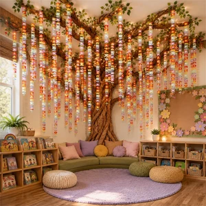 Classroom Tree Bulletin Board Set DIY 3D Classroom Ceiling Wall Decor with Kraft Paper & Mounted Traceless Hooks for Jungle Safari Hawaiian Luau Party Supplies(Hibiscus) Classroom Tree Bulletin Board Set DIY 3D Classroom Ceiling Wall Decor with Kraft Paper & Mounted Traceless Hooks for Jungle Safari Hawaiian Luau Party Supplies(Hibiscus)
