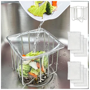 Kitchen Sink Strainer with Sink Basket Holder and 300 Strainer Net Bags | Food Catcher with drain filter Mesh bag,Meshmate Waste Rack Trash Catcher for Leftovers. Kitchen Sink Strainer with Sink Basket Holder and 300 Strainer Net Bags | Food Catcher with drain filter Mesh bag,Meshmate Waste Rack Trash Catcher for Leftovers.