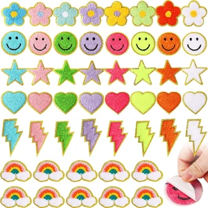 50 Pcs Self Adhesive Chenille Patches Rainbow Smile Heart Patch | Colorful Smile Face Heart Patch Preppy Sticker Rainbow Sew on Sticker for Clothing Hats Bags Jackets Jeans 50 Pcs Self Adhesive Chenille Patches Rainbow Smile Heart Patch | Colorful Smile Face Heart Patch Preppy Sticker Rainbow Sew on Sticker for Clothing Hats Bags Jackets Jeans
