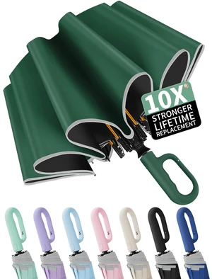 Travel Umbrella with UV Sun Protection, Large Rain Umbrellas, Green | One-Touch Automatic Umbrella with Carabiner Handle & Reflective Strip, Portable Compact Umbrella for Car Backpack Travel Umbrella with UV Sun Protection, Large Rain Umbrellas, Green | One-Touch Automatic Umbrella with Carabiner Handle & Reflective Strip, Portable Compact Umbrella for Car Backpack