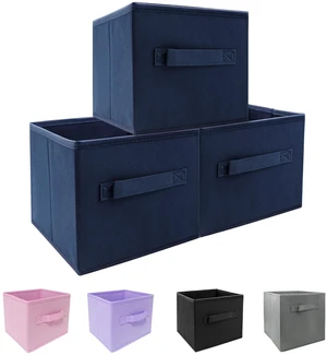 Small Storage Bins,Collapsible Fabric Storage Organizer 9.0"x7.5"x7.5" 3 Pack,Mini Storage Box,fit for closet, living room, bookshelf, Kids clothes and toys storage and organization Blue Small Storage Bins,Collapsible Fabric Storage Organizer 9.0"x7.5"x7.5" 3 Pack,Mini Storage Box,fit for closet, living room, bookshelf, Kids clothes and toys storage and organization Blue