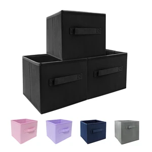 Kids Storage Bins 9.0"x7.5"x7.5" Small Size Fabirc Foldable Closet Toy Organizer Collapsible Cloth Black Kids Storage Bins 9.0"x7.5"x7.5" Small Size Fabirc Foldable Closet Toy Organizer Collapsible Cloth Black