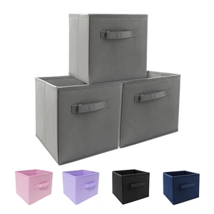 Mini Size 3-Pack Cube Storage Bins 9.0"x7.5"x7.5" Fabirc Foldable Closet Toy Organizer Collapsible Cloth Gray Mini Size 3-Pack Cube Storage Bins 9.0"x7.5"x7.5" Fabirc Foldable Closet Toy Organizer Collapsible Cloth Gray