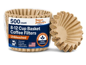 8-12 Cup Basket Coffee Filters (Natural Unbleached, 500) | Made in USA basket coffee filters, 8-12 cup size, natural unbleached paper, 500 count, for drip coffee makers 8-12 Cup Basket Coffee Filters (Natural Unbleached, 500) | Made in USA basket coffee filters, 8-12 cup size, natural unbleached paper, 500 count, for drip coffee makers