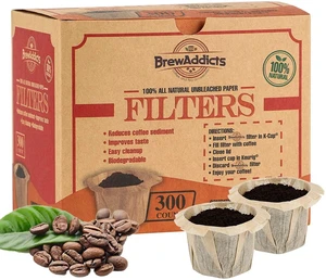 300 Paper Coffee Single-Use Filters, Brown, All-Natural & Unbleached for Keurig Brewers and Compatible with K-Cup Pods 1.0 & 2.0 Models, Disposable filters 300 Paper Coffee Single-Use Filters, Brown, All-Natural & Unbleached for Keurig Brewers and Compatible with K-Cup Pods 1.0 & 2.0 Models, Disposable filters