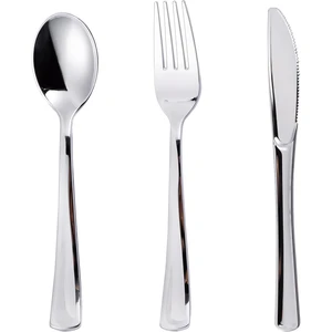 120PCS Silver Plastic Silverware, Disposable Utensils & Cutlery | 60 Forks, 30 Spoons, 30 Knives, Heavy Duty, BPA-Free, for Party, Wedding, Birthday & Everyday Use 120PCS Silver Plastic Silverware, Disposable Utensils & Cutlery | 60 Forks, 30 Spoons, 30 Knives, Heavy Duty, BPA-Free, for Party, Wedding, Birthday & Everyday Use