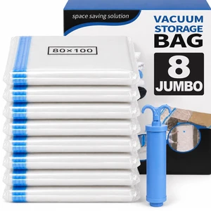 Jumbo Vacuum Storage Bags, 40 x 31 in, 8 Pack XXL Space Saver Bags, with Hand Pump, Vacuum Seal Bags for Blankets, Comforters, Bedding, Pillows, and Clothes Jumbo Vacuum Storage Bags, 40 x 31 in, 8 Pack XXL Space Saver Bags, with Hand Pump, Vacuum Seal Bags for Blankets, Comforters, Bedding, Pillows, and Clothes