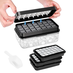 Ice Cube Tray with Lid and Bin, Easy Release 84 Cubes for Freezer | Food-grade BPA-free PP and ABS. Ice cubes for fruit, cocktails, iced coffee. Space-saving stackable with scoop Ice Cube Tray with Lid and Bin, Easy Release 84 Cubes for Freezer | Food-grade BPA-free PP and ABS. Ice cubes for fruit, cocktails, iced coffee. Space-saving stackable with scoop