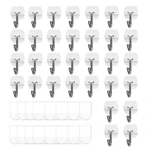 Small Clear Wire Wall Hooks, 32 Hooks with 40 Adhesive Strips, Value Pack | Damage-Free Hanging, No Drill No Tools Removable Hook for Decor, Living Room, Bedroom & Kitchen, Rental-Friendly, Small Clear Wire Wall Hooks, 32 Hooks with 40 Adhesive Strips, Value Pack | Damage-Free Hanging, No Drill No Tools Removable Hook for Decor, Living Room, Bedroom & Kitchen, Rental-Friendly,