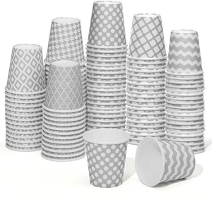 300 Count 3 oz Disposable Small Paper Cups for Bathroom, Mouthwash, Coffee & More Mini Cups for Supermarket, Birthday Party, Travel, Picnic & BBQ(Geometric Gray Style) 300 Count 3 oz Disposable Small Paper Cups for Bathroom, Mouthwash, Coffee & More Mini Cups for Supermarket, Birthday Party, Travel, Picnic & BBQ(Geometric Gray Style)