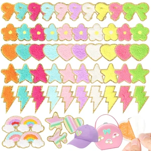 Self-Adhesive Chenille Patches for Bags: 57PCS Multicolor Patch | Flower Star Heart Cute Patch Embroidered Stick on - Lightning Rainbow Sticker Applique for Clothing Fabric Backpack Decor Self-Adhesive Chenille Patches for Bags: 57PCS Multicolor Patch | Flower Star Heart Cute Patch Embroidered Stick on - Lightning Rainbow Sticker Applique for Clothing Fabric Backpack Decor