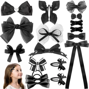 18pcs black hair bows for girls.Black bow with alligator clips,hair ties,snap clip hairpins.Handmade hair accessories for girls gift set 18pcs black hair bows for girls.Black bow with alligator clips,hair ties,snap clip hairpins.Handmade hair accessories for girls gift set