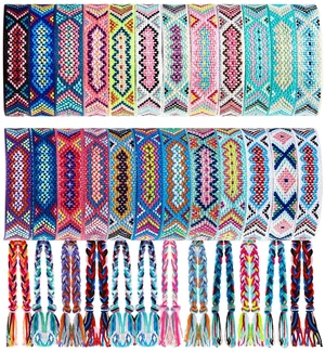 24 Pcs Woven Friendship Bracelets Bulk Adjustable, Stylish Style | Braided String Nepal Boho Thread Bracelets with Sliding Knot Closure for Women Men Birthday Camp Party Favor Concert Fan Gift 24 Pcs Woven Friendship Bracelets Bulk Adjustable, Stylish Style | Braided String Nepal Boho Thread Bracelets with Sliding Knot Closure for Women Men Birthday Camp Party Favor Concert Fan Gift