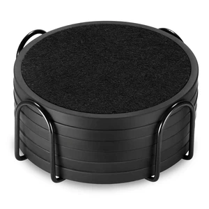 Absorbent Coasters for Drinks with Holder - 6packs, Silicone Coaster with Soft Felt Insert, Black (Coasters with Holder, Black) Absorbent Coasters for Drinks with Holder - 6packs, Silicone Coaster with Soft Felt Insert, Black (Coasters with Holder, Black)