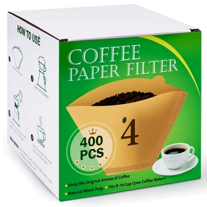 400 PCS #4 Cone Coffee Filters, Fits 8-12 & 14 Cup, Unbleached | Disposable Filter Paper Size 4, Compatible with Ninja and Cuisinart 12-Cup/ 14-Cup Coffee Machine, Drip Coffee Filters 400 PCS #4 Cone Coffee Filters, Fits 8-12 & 14 Cup, Unbleached | Disposable Filter Paper Size 4, Compatible with Ninja and Cuisinart 12-Cup/ 14-Cup Coffee Machine, Drip Coffee Filters