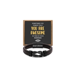 Inspirational You Are Awesome Gifts: Braided Leather Bracelet Infinity Knot Hand-Woven for Him 8.5 Inch Inspirational You Are Awesome Gifts: Braided Leather Bracelet Infinity Knot Hand-Woven for Him 8.5 Inch