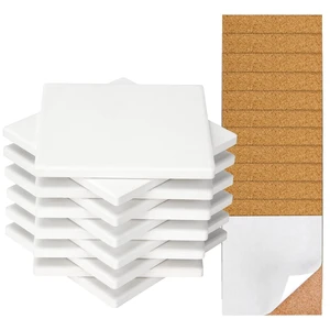 12 Pack 4 in Unglazed Ceramic Coasters with Corks Backing for Art Crafts | White Square Blank Ceramic Tiles for Acrylic Pouring, DIY Coasters, Painting Projects, Decoupage 12 Pack 4 in Unglazed Ceramic Coasters with Corks Backing for Art Crafts | White Square Blank Ceramic Tiles for Acrylic Pouring, DIY Coasters, Painting Projects, Decoupage