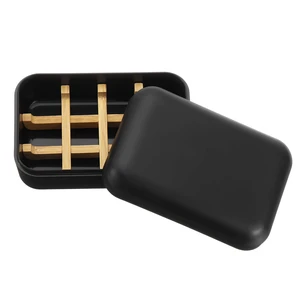 Wooden Soap Holder, Self-Draining Soap Box with Lid Wooden Soap Bar Tray for Shower Bathroom Kitchen, Black Wooden Soap Holder, Self-Draining Soap Box with Lid Wooden Soap Bar Tray for Shower Bathroom Kitchen, Black
