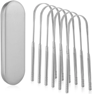 6 Pack U-Shaped Tongue Scrapers - Reusable & Easy to Clean Tongue Scrubber with Travel Case for Adults & Kids - Medical-Grade 100% Stainless Steel Tongue Cleaner for Fresh Breath & Oral Care 6 Pack U-Shaped Tongue Scrapers - Reusable & Easy to Clean Tongue Scrubber with Travel Case for Adults & Kids - Medical-Grade 100% Stainless Steel Tongue Cleaner for Fresh Breath & Oral Care