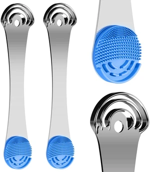 Tongue Scraper for Adults, Tongue Cleaner with Silicone Brush, 2 Pack | 3-Layer Stainless Steel Tongue Scraper, Ease of Cleaning, One-Handed Use, Double-Ended, Fit All Tongues, Reduce Bad Breath Tongue Scraper for Adults, Tongue Cleaner with Silicone Brush, 2 Pack | 3-Layer Stainless Steel Tongue Scraper, Ease of Cleaning, One-Handed Use, Double-Ended, Fit All Tongues, Reduce Bad Breath