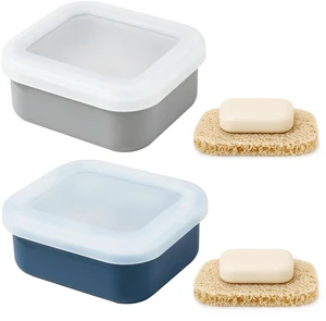 Leakproof Silicone Travel Soap Case, Compact Travel Bar Soap Container Holder for Traveling, Small Soap Holders Box with Draining Layer for Shower Bathroom Gym Outdoor Camping Essentials, Blue, Gray Leakproof Silicone Travel Soap Case, Compact Travel Bar Soap Container Holder for Traveling, Small Soap Holders Box with Draining Layer for Shower Bathroom Gym Outdoor Camping Essentials, Blue, Gray