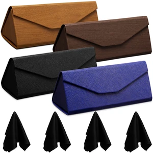 4 Pack Foldable Glasses Case Folding Sunglass Case, Classic Color | Portable Collapsible Eyeglass Leather Box, Magnetic Closure, PU Hard Shell, with 4 Cleaning Cloths, for Men Women 4 Pack Foldable Glasses Case Folding Sunglass Case, Classic Color | Portable Collapsible Eyeglass Leather Box, Magnetic Closure, PU Hard Shell, with 4 Cleaning Cloths, for Men Women