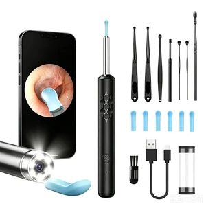 Ear Wax Removal 8 Pcs Kit, 1296P HD 8 in 1 Earwax Removal Kit, Wireless Ear Scope with 6 LED Lights, Reusable Ear Pick Tool Ear Cleaning Kit for iOS & Android (Black) Ear Wax Removal 8 Pcs Kit, 1296P HD 8 in 1 Earwax Removal Kit, Wireless Ear Scope with 6 LED Lights, Reusable Ear Pick Tool Ear Cleaning Kit for iOS & Android (Black)