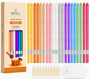 20 Pack Ear Candles, Ear Wax Removal Kit Includes Cotton Swabs, Candle Drip Protector, Beeswax,Storage Box 20 Pack Ear Candles, Ear Wax Removal Kit Includes Cotton Swabs, Candle Drip Protector, Beeswax,Storage Box