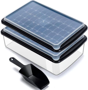 Ice Cube Tray with Lid And Bin for Freezer - 2 * 55 Nugget Ice Maker Tray, Cocktail Coffee Ice Mold for Easy Release Small Cubes, with Ice Container Scoop, Flexible Durable Plastic, BPA Free Ice Cube Tray with Lid And Bin for Freezer - 2 * 55 Nugget Ice Maker Tray, Cocktail Coffee Ice Mold for Easy Release Small Cubes, with Ice Container Scoop, Flexible Durable Plastic, BPA Free