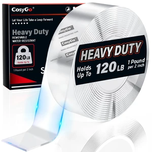 Strong Heavy Duty Double Sided Tape, 1.2" x 20FT Extra Large Clear & Tough Removable Nano Adhesive Filament Tape for Wall Hanging Strip Poster Deco Rug (1/12" Thick) Strong Heavy Duty Double Sided Tape, 1.2" x 20FT Extra Large Clear & Tough Removable Nano Adhesive Filament Tape for Wall Hanging Strip Poster Deco Rug (1/12" Thick)