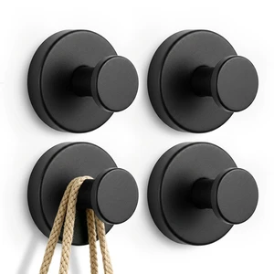 Suction Cup Hooks for Shower, No-Drill Removable Wall Hooks , 304 Stainless Steel Rustproof, Wall Hanger for Bathroom Glass Mirror Tile Kitchen,Damage Free for Robe Loofah Wreath - 4 Pack, Black Suction Cup Hooks for Shower, No-Drill Removable Wall Hooks , 304 Stainless Steel Rustproof, Wall Hanger for Bathroom Glass Mirror Tile Kitchen,Damage Free for Robe Loofah Wreath - 4 Pack, Black