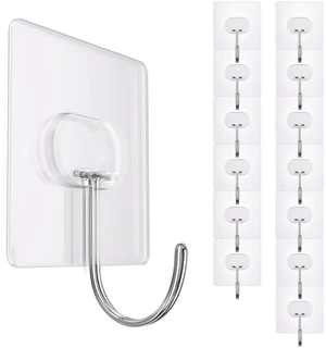 14 PCS Large Heavy Duty Clear Adhesive Wall Hooks for Coats | Transparent Waterproof No Drill Utensil Hooks Hanging for Bathroom, Kitchen Tools, Doors, Home Storage 14 PCS Large Heavy Duty Clear Adhesive Wall Hooks for Coats | Transparent Waterproof No Drill Utensil Hooks Hanging for Bathroom, Kitchen Tools, Doors, Home Storage