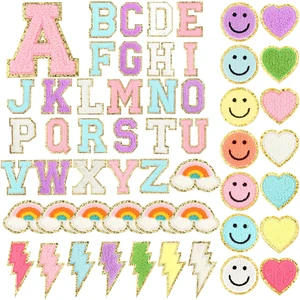 54 Pcs 2.17 Inch Self Adhesive Chenille Letters Patches Pink Iron on Patches Preppy Embroidered Stickers for Clothing Backpack Bag Back to School Last First Gifts(2.17 Inch,Colorful Letter) 54 Pcs 2.17 Inch Self Adhesive Chenille Letters Patches Pink Iron on Patches Preppy Embroidered Stickers for Clothing Backpack Bag Back to School Last First Gifts(2.17 Inch,Colorful Letter)