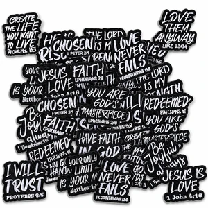 32pcs Bible Verse Self-Adhesive Patches Motivational Religious Christian Appliques Chenille Embroidered Stickers Stick on Patches for Hat Backpack Jackets Inspired Embroidery Patch(Black and White) 32pcs Bible Verse Self-Adhesive Patches Motivational Religious Christian Appliques Chenille Embroidered Stickers Stick on Patches for Hat Backpack Jackets Inspired Embroidery Patch(Black and White)