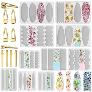Deep Hair Clip Silicone Molds with Accessories, Thick Hairpin Molds for Epoxy Resin Casting, UV Resin Jewelry Making Kit Deep Hair Clip Silicone Molds with Accessories, Thick Hairpin Molds for Epoxy Resin Casting, UV Resin Jewelry Making Kit