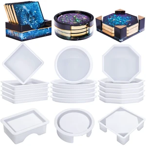 18 Pcs Coaster Resin Molds Silicone, Coaster Molds | with Round Square Octagon Shape Holder Molds for Epoxy Resin, DIY Art Craft Cup Mats 18 Pcs Coaster Resin Molds Silicone, Coaster Molds | with Round Square Octagon Shape Holder Molds for Epoxy Resin, DIY Art Craft Cup Mats
