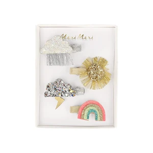 Sparkly Weather Hair Clips - Set of 4 - Silver, Rainbow, Pink - Crocodile Clips - Modern, Contemporary - Glitter & Leatherette - Adults & Kids 4+ Sparkly Weather Hair Clips - Set of 4 - Silver, Rainbow, Pink - Crocodile Clips - Modern, Contemporary - Glitter & Leatherette - Adults & Kids 4+