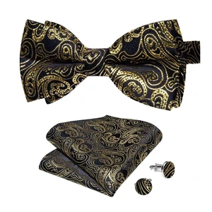 Silk Bow Tie Pre Tied Bowtie Set for Men In Gift Box,Gold | 4PCS,Classic Paisley Pattern,Mens Bow Ties,Easy to Match,Elegant,Pocket Square,Cufflinks,Wedding,Party,Banquet,Dinner,Prom Silk Bow Tie Pre Tied Bowtie Set for Men In Gift Box,Gold | 4PCS,Classic Paisley Pattern,Mens Bow Ties,Easy to Match,Elegant,Pocket Square,Cufflinks,Wedding,Party,Banquet,Dinner,Prom