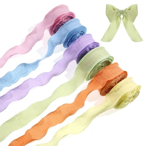 6 Roll Colorful Chiffon Silk Ribbon, Pastel Ruffle Ribbon, Polyester Fabric Trim for Sewing Making Crafts Party Decoration DIY (Each roll 1 in x 10 ys, Total 60 Yards) 6 Roll Colorful Chiffon Silk Ribbon, Pastel Ruffle Ribbon, Polyester Fabric Trim for Sewing Making Crafts Party Decoration DIY (Each roll 1 in x 10 ys, Total 60 Yards)
