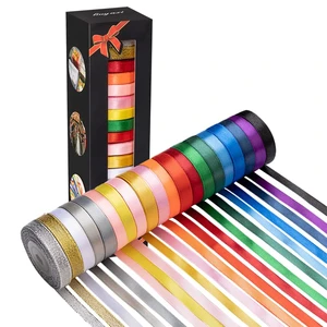 Rainbow Ribbon Solid Color Assortment 18 Colors & 2 Glitter Metallic Colors,Perfect for Gift Wrapping Happy Birthday Party Decorations, 3/8" X 5 Yard Each Total 50 Yds Per Package Rainbow Ribbon Solid Color Assortment 18 Colors & 2 Glitter Metallic Colors,Perfect for Gift Wrapping Happy Birthday Party Decorations, 3/8" X 5 Yard Each Total 50 Yds Per Package