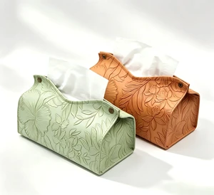Set of 2 Rectangular Tissue Box Covers Premium PU Leather | Minimalist Print Design, Light Luxury & Elegant, with Snap Closure, Decorative Tissue Holder for Home, Office & Car (Coffee Set of 2 Rectangular Tissue Box Covers Premium PU Leather | Minimalist Print Design, Light Luxury & Elegant, with Snap Closure, Decorative Tissue Holder for Home, Office & Car (Coffee