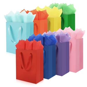 8 Pack Medium Gift Bags With Handles and 16 Tissue Papers | 8" X 5" X 10" Paper Bags Bulk for Birthday Party, Baby Shower, Wedding Favors, Halloween & Holidays 8 Pack Medium Gift Bags With Handles and 16 Tissue Papers | 8" X 5" X 10" Paper Bags Bulk for Birthday Party, Baby Shower, Wedding Favors, Halloween & Holidays