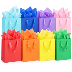8Pcs Small Medium Gift Bags With 16 Tissues Paper 8x5x10 Inch | Gift Bags With Handles For Birthday, Baby Shower, Wedding (Red, Orange, Yellow, Green, Light Blue, Blue, Purple, Light Pink) 8Pcs Small Medium Gift Bags With 16 Tissues Paper 8x5x10 Inch | Gift Bags With Handles For Birthday, Baby Shower, Wedding (Red, Orange, Yellow, Green, Light Blue, Blue, Purple, Light Pink)